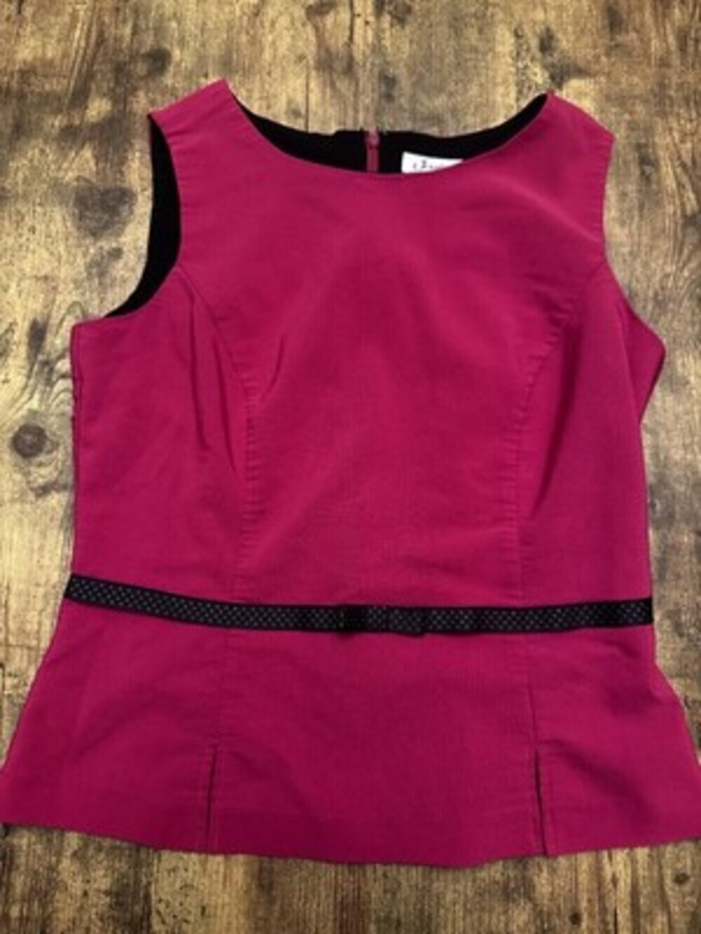 Jessica Fuchsia Pink Sleeveless Peplum Top with Polka Dot Bow Belt